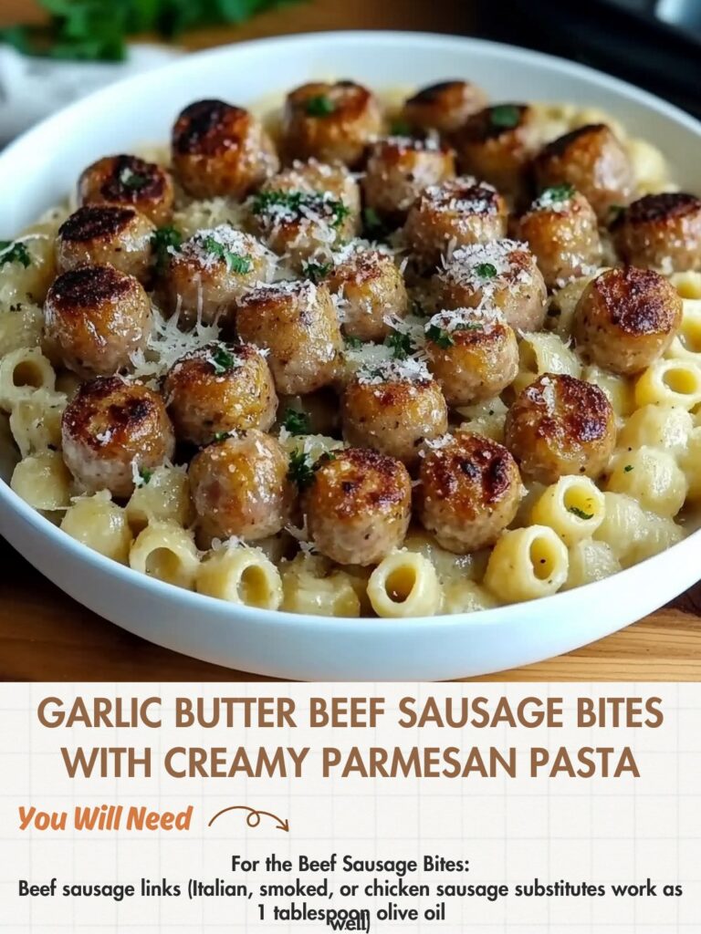 Garlic_Butter_Beef_Sausage_Bites_with_Creamy_Parmesan_Pasta-1 Garlic_Butter_Beef_Sausage_Bites_with_Creamy_Parmesan_Pasta-1